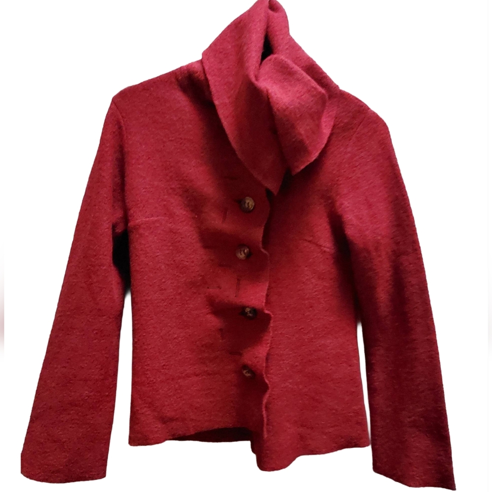 GRO Abrahamsson Women Boiled Wool Sweater Jacket Red Anthropologie Size 38